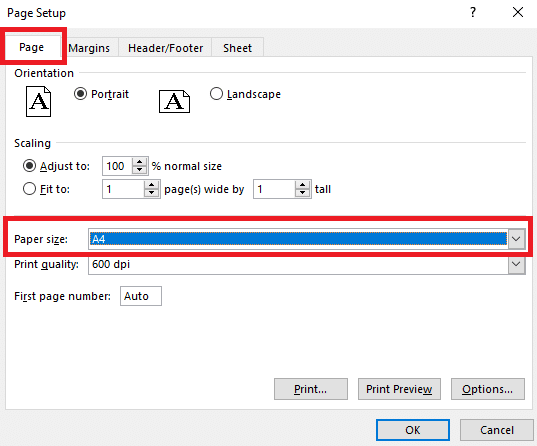 cách in hết khổ giấy A4 trong excel 2010