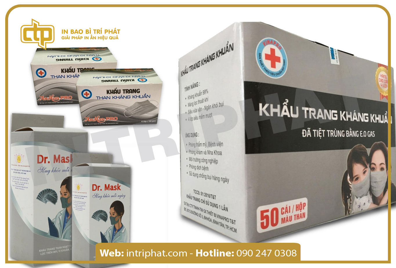 Các mẫu hộp khẩu trang y tế tại In Trí Phát - Mẫu 4