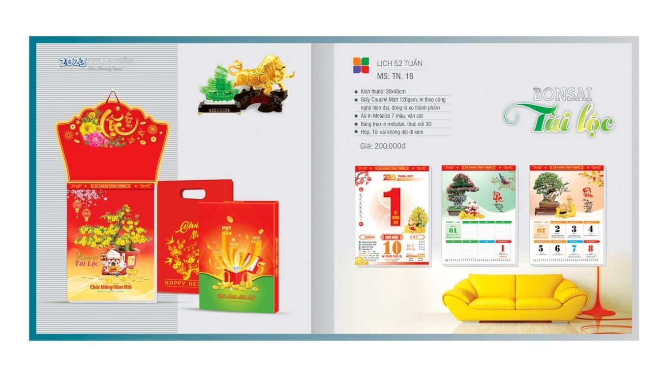 In Lịch Tết 2023 110 Mẫu lịch 52 tuần số 9
