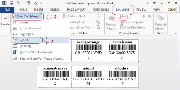 cách in tem nhãn trong excel