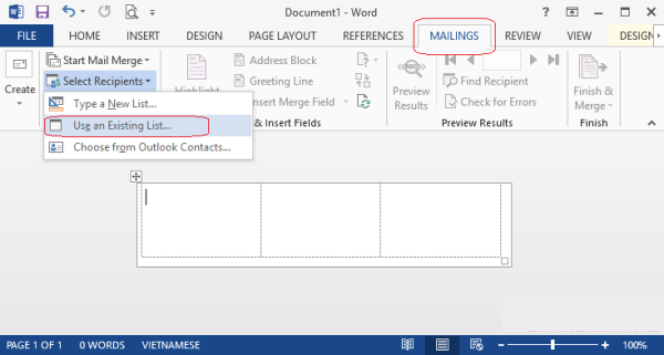 cách in tem nhãn trong excel