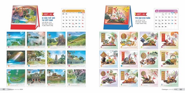Mẫu lịch để bàn chữ A thiết kế theo yêu cầu, giá rẻ