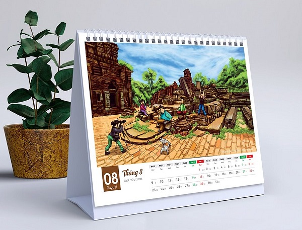 Mẫu lịch để bàn chữ A thiết kế sang trọng, đẹp mắt